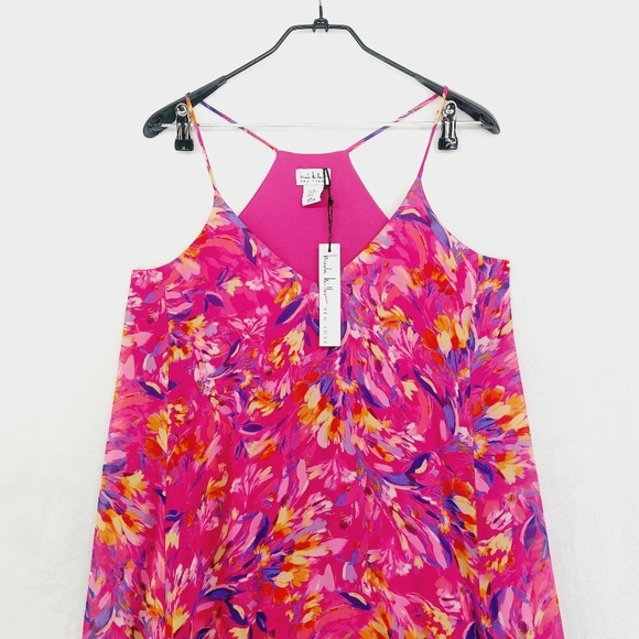 NEW Nicole Miller Floral Chiffon V Neck Summer Flowy Maxi Dress P5313 - Picture 4 of 9